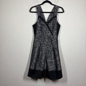 McGinn Size 6 Pleated Mini Dress Black Gold Cotton Blend Cocktail Sleeveless